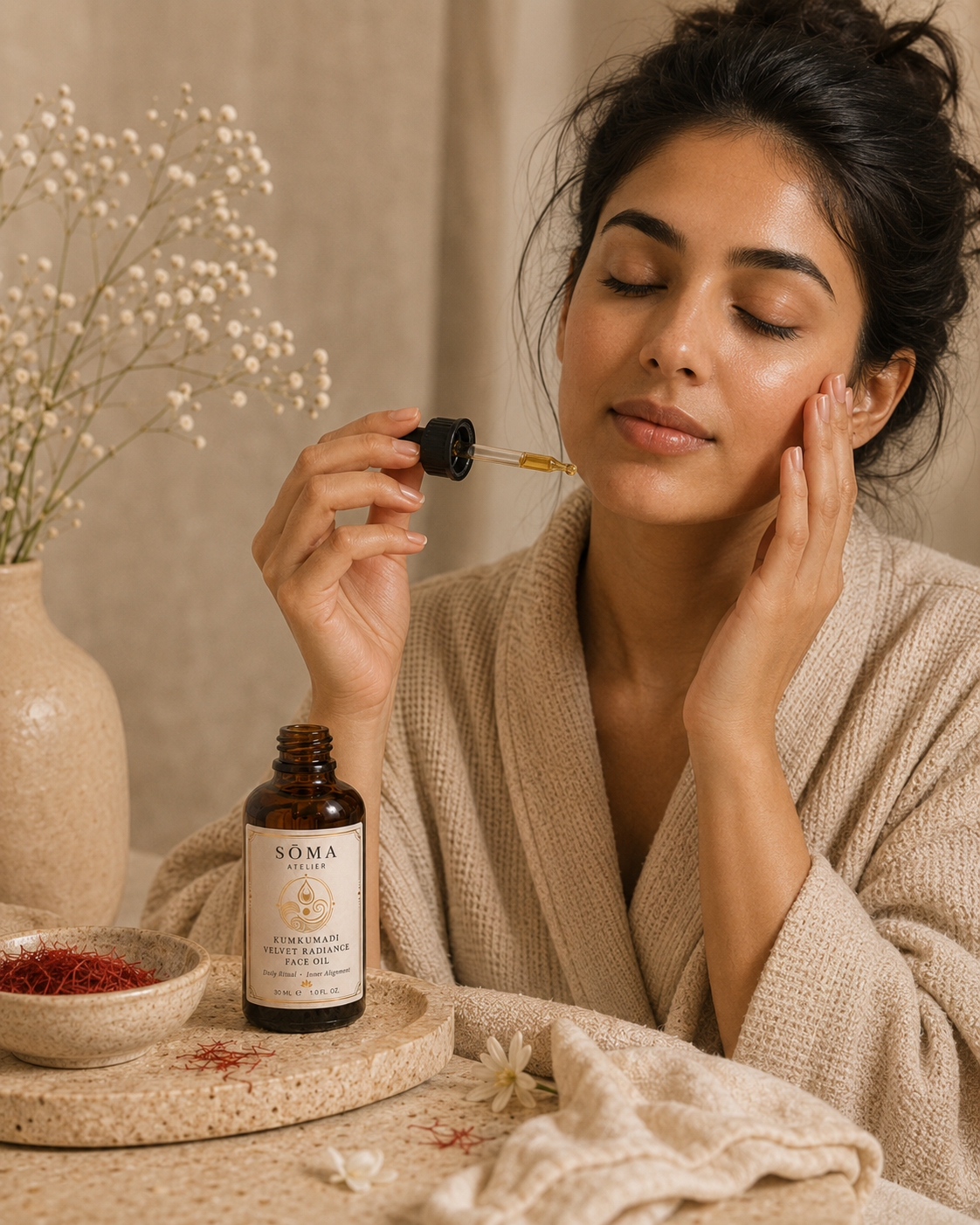 SŌMA Atelier — Kumkumadi Velvet Radiance Face Oil — 02-ritual