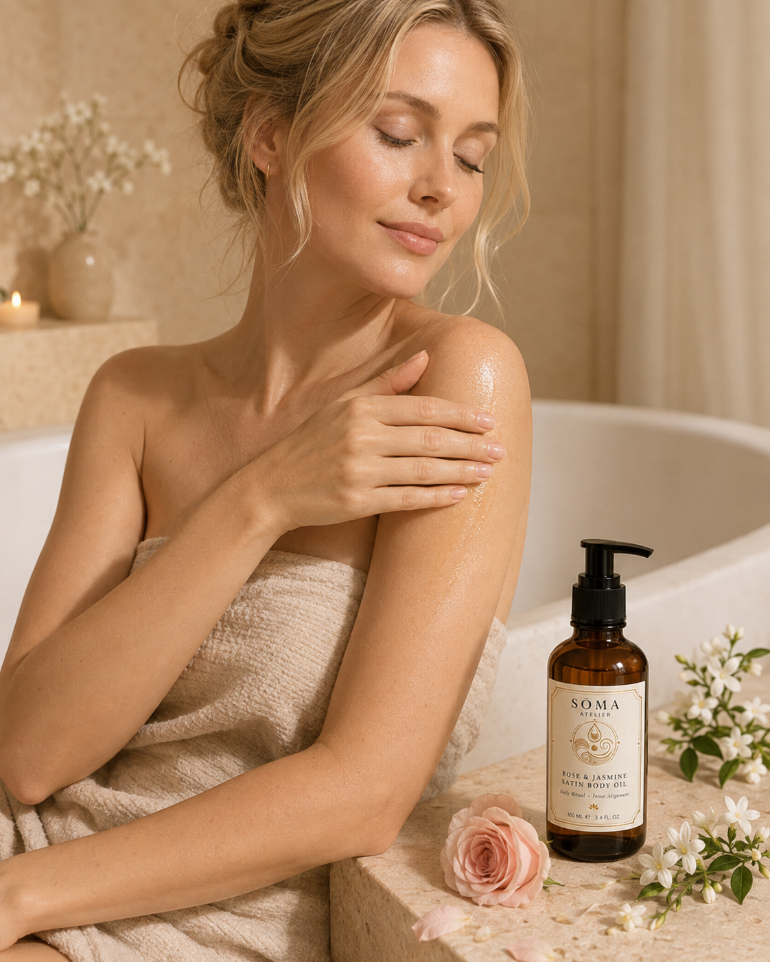 SŌMA Atelier — Rose & Jasmine Satin Body Oil — 02-ritual