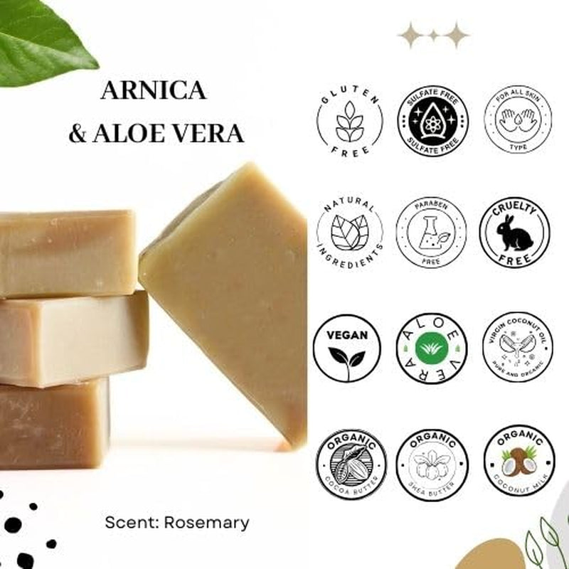 Arnica Aloe Vera with Rosemary Handcrafted Soap | Vegan | 100% Natural |Stimulates and Hydrating Properties for Hand, Face, & Body | Miami-Made - 1 Bar