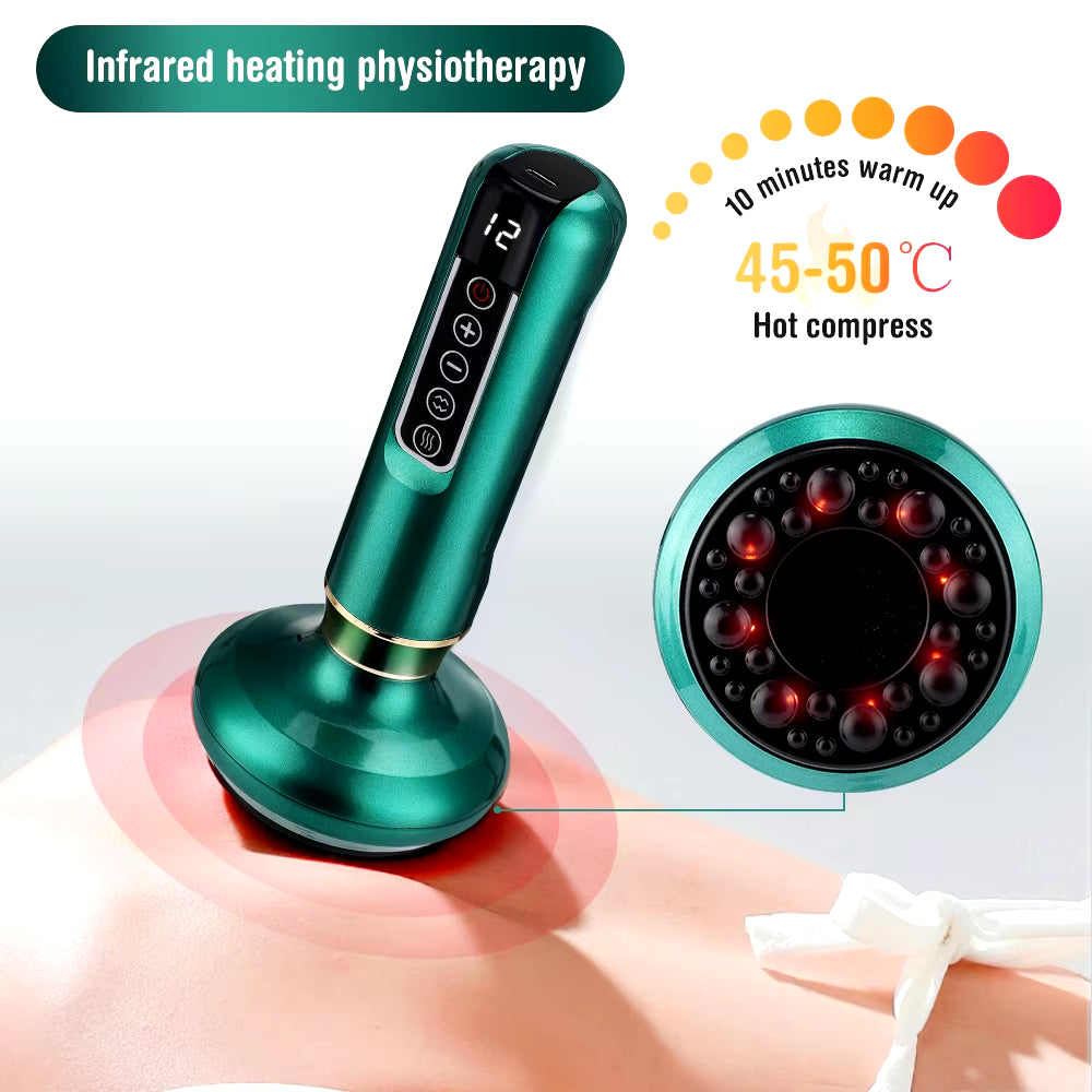 Electric Cupping Massager Vacuum Suction Cup Guasha anti Cellulite Beauty Health Scraping Infrared Heat Slimming Massage